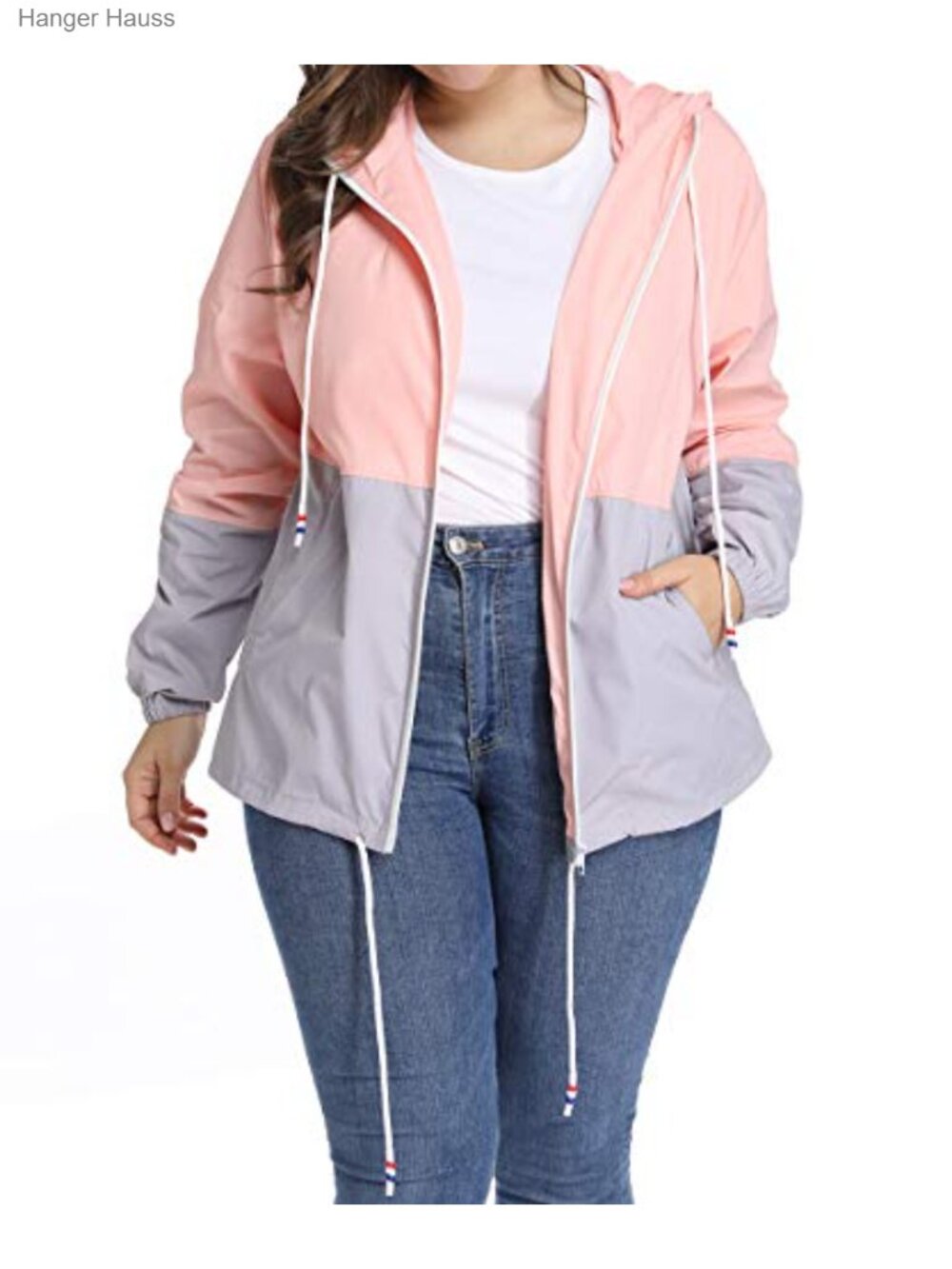 Women's Plus Size Waterproof Hooded Rain Jacket Windbreaker